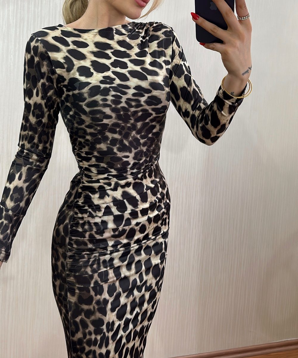 Leopar Maxi Elbise