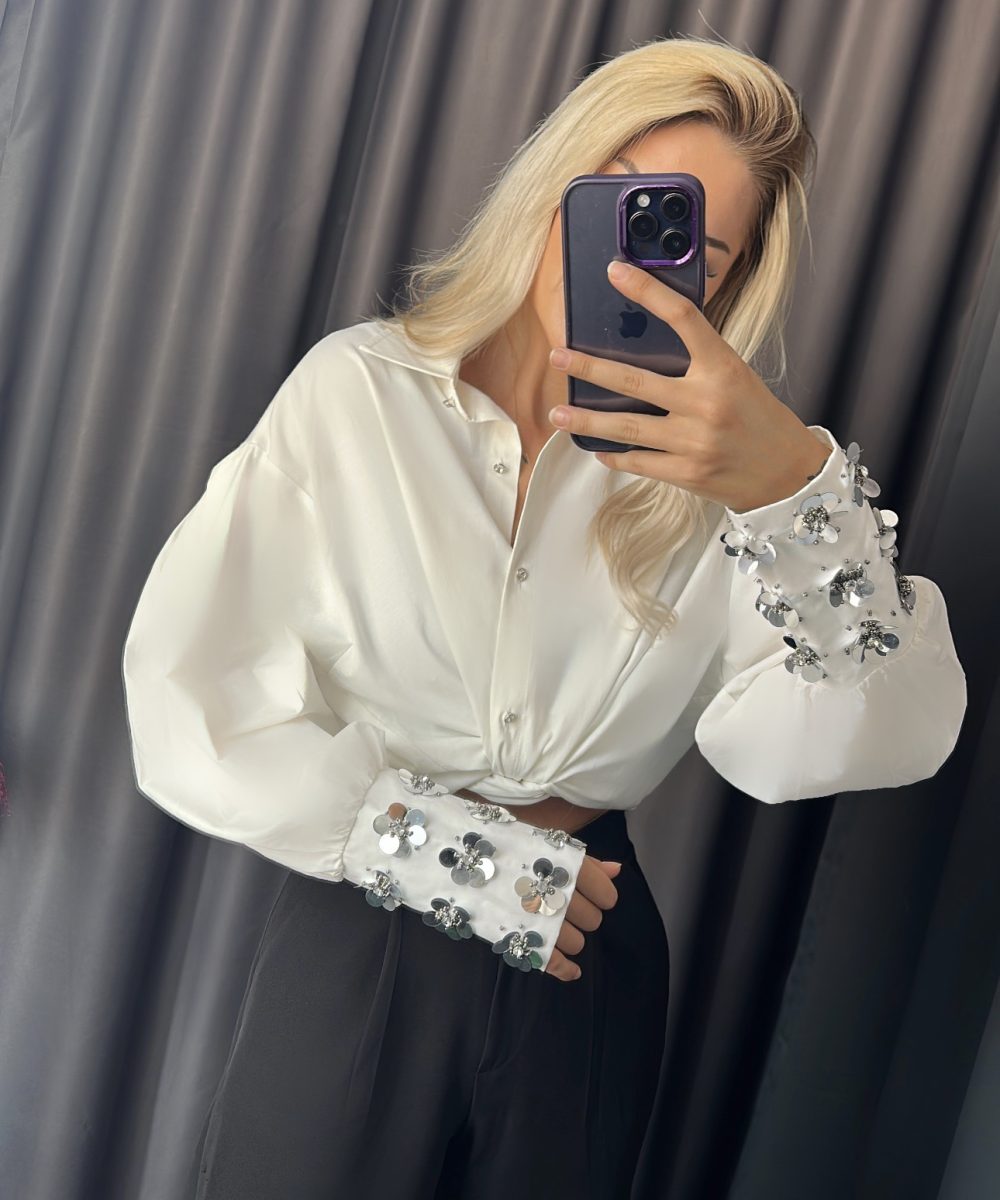 Oversize Beyaz Poplin Gömlek - Görsel 3