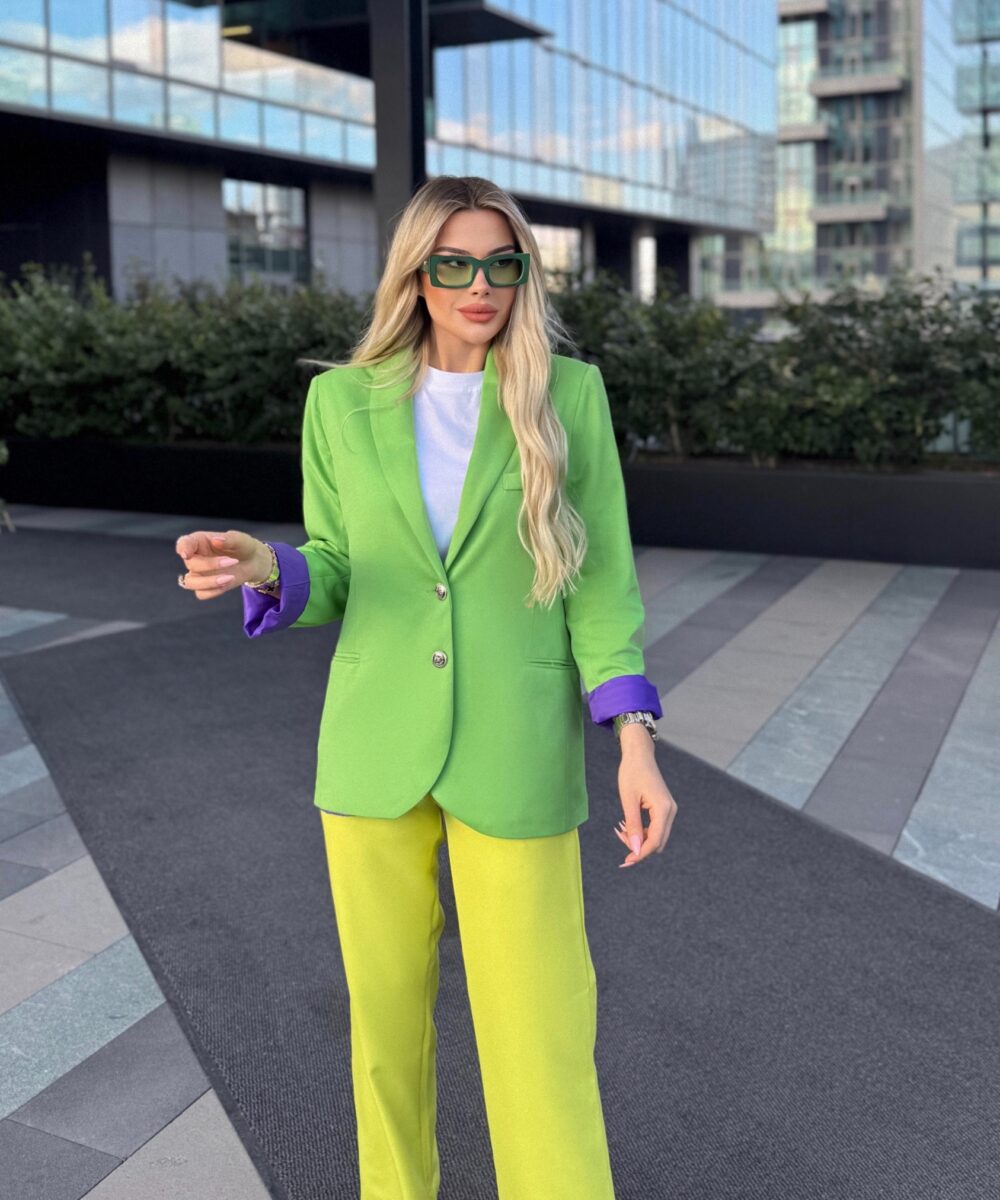Astarlı Yeşil Blazer Ceket