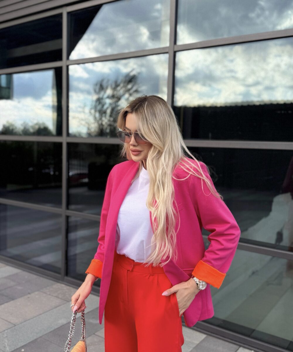 Pembe Astarlı Blazer Ceket