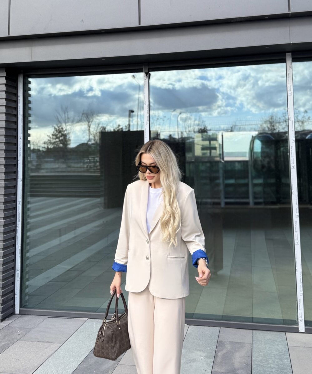 Bej Astarlı Blazer Ceket