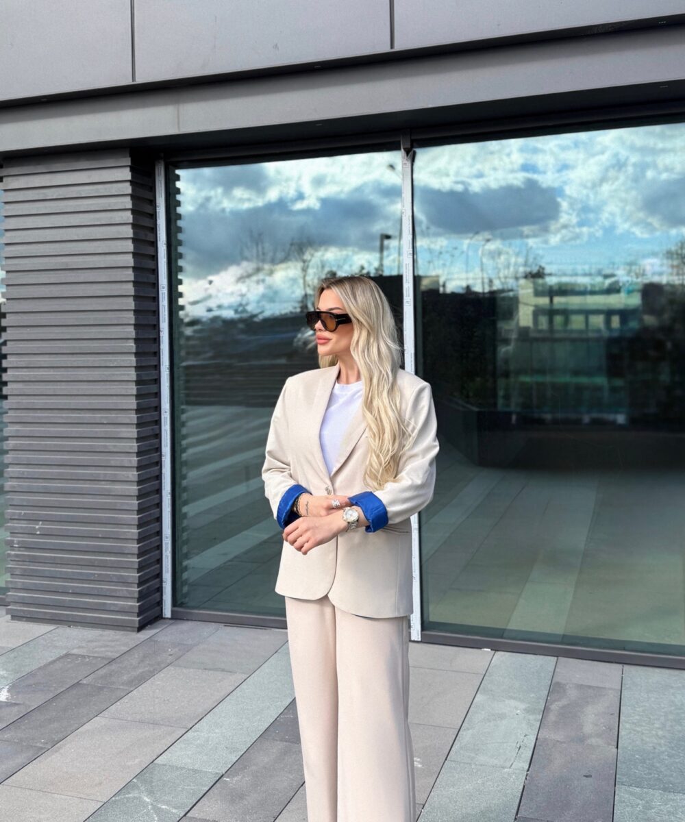 Bej Astarlı Blazer Ceket - Görsel 2
